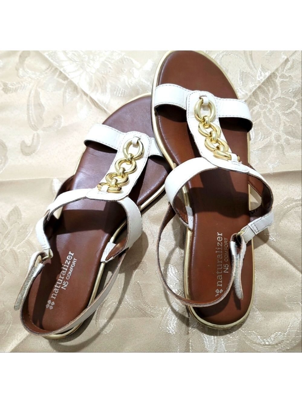 Naturalizer N5 Harrison Comfort White Gladiator Sandles Size 6.5 M